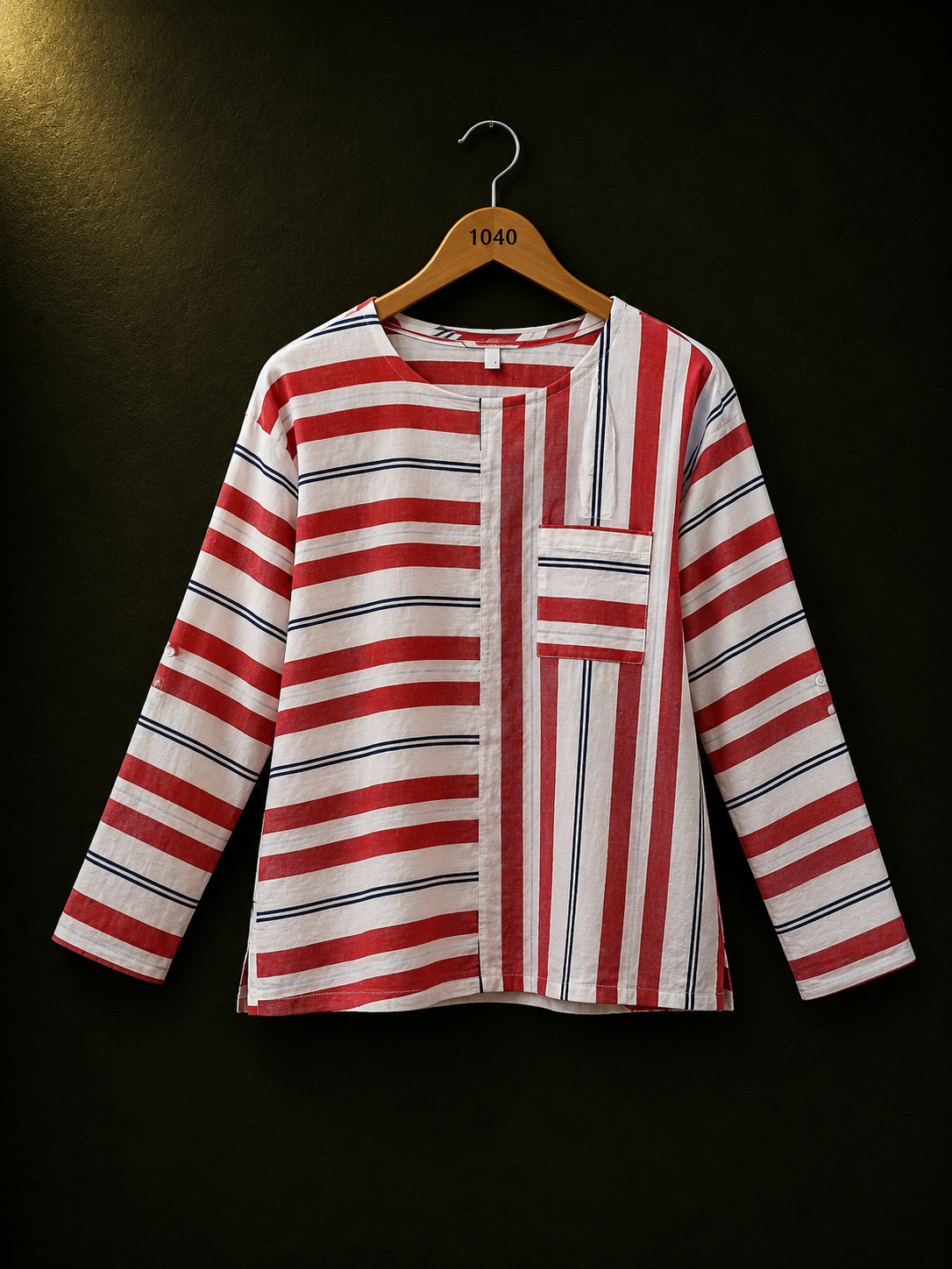 Esprit Red Multi Stripe Cotton Top for Women