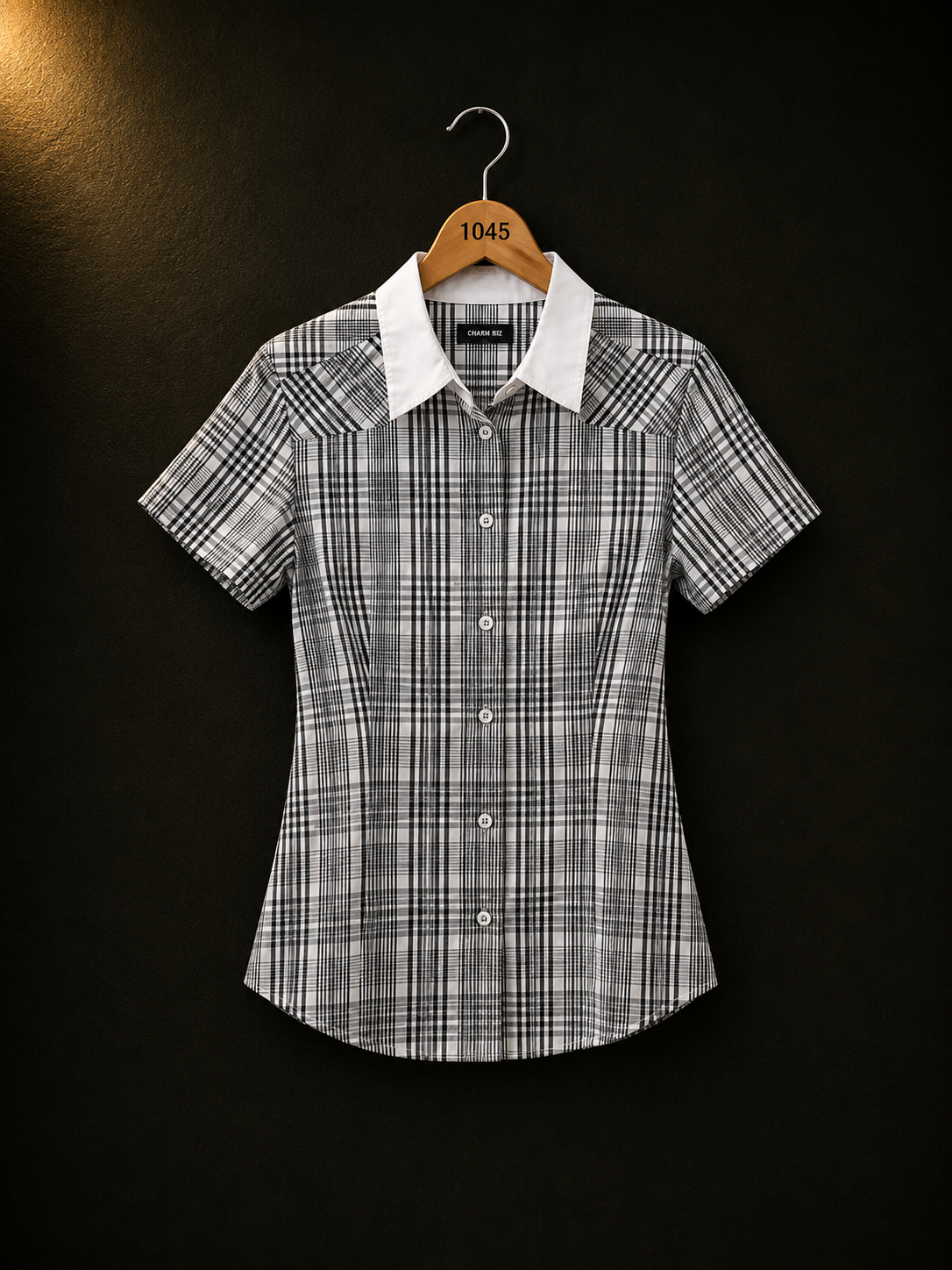 Eterna Black & White Check Cotton Shirt for Women
