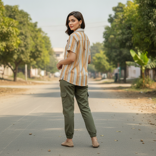 Vaude Multicolour Stripe Cotton Shirt for Women