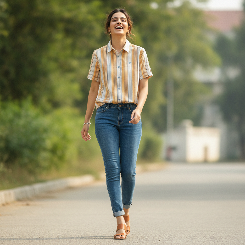 Vaude Multicolour Stripe Cotton Shirt for Women