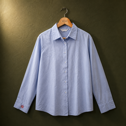 Russell Light Blue Classic Cotton Shirt for Women