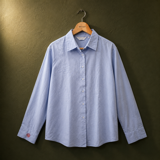 Russell Light Blue Classic Cotton Shirt for Women