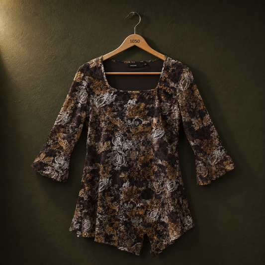 KappAhl Brown Floral Printed Cotton Top for Women