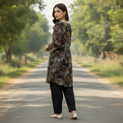 KappAhl Brown Floral Printed Cotton Top for Women