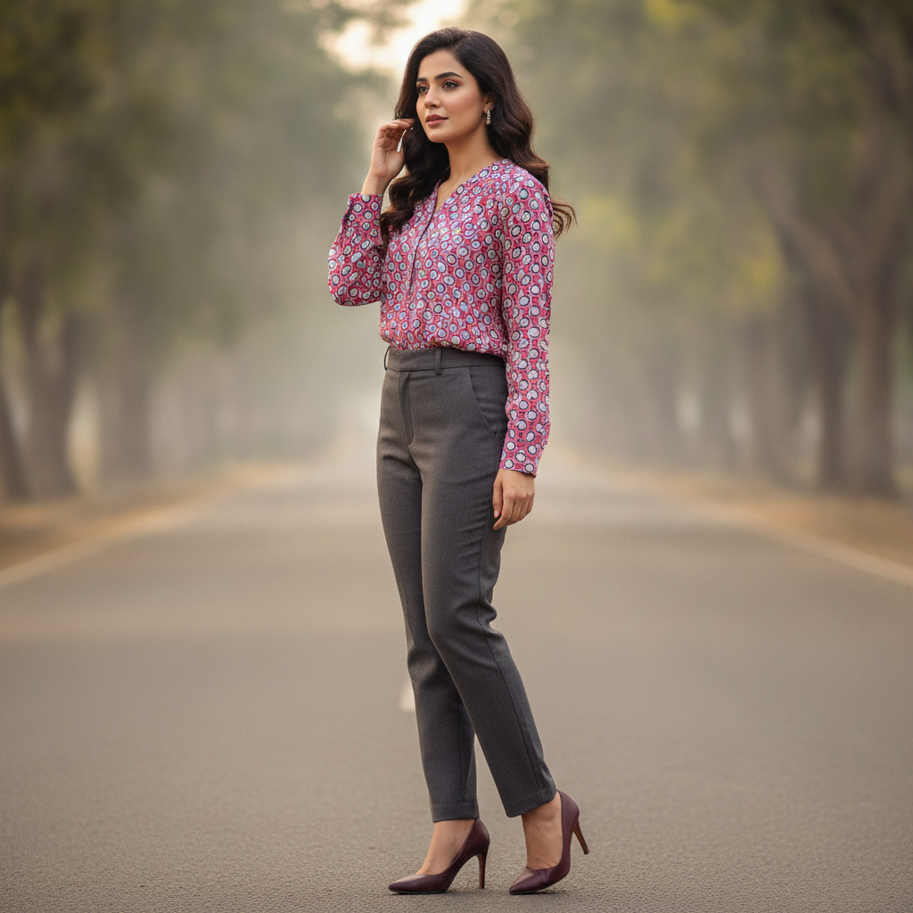 Women's Pink Printed Viscose Casual Top