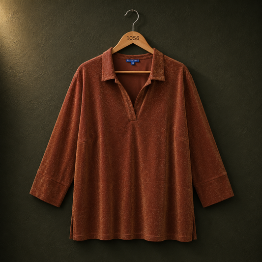 Women's Brown Relaxed Fit Viscose Top