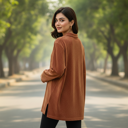 Women's Brown Relaxed Fit Viscose Top