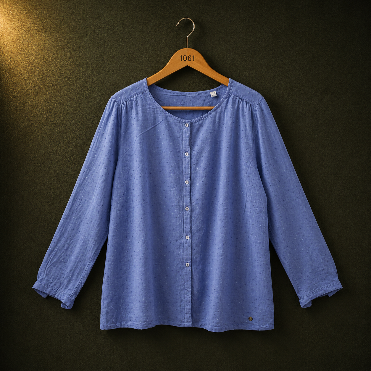 Bonnare Sky Blue Cotton Button Front Top for Women | Soft Casual Shirt