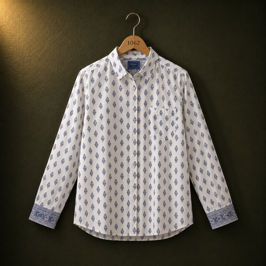 Pepe Jeans White Printed Cotton Shirt for Women | Casual Button Down