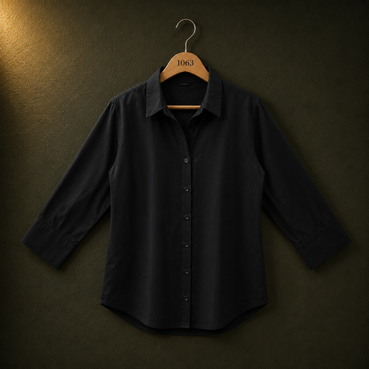 H&M Black Cotton Shirt for Women | Classic Casual Button Shirt