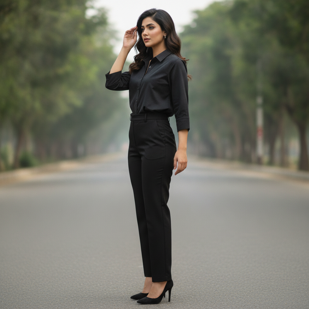 H&M Black Cotton Shirt for Women | Classic Casual Button Shirt