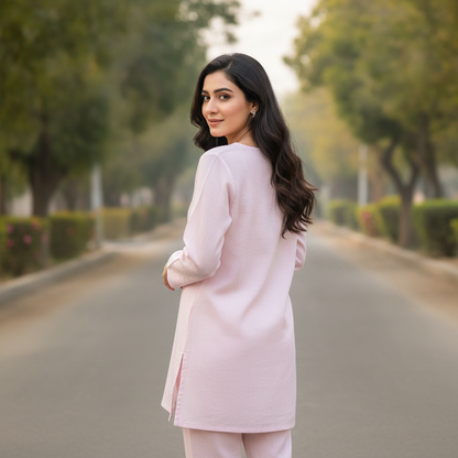 Bonnare Light Pink Embroidered Cotton Tunic for Women | Elegant Casual Top