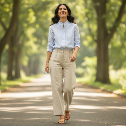S'Oliver Light Blue Cotton Shirt for Women | Elegant Casual Button Shirt