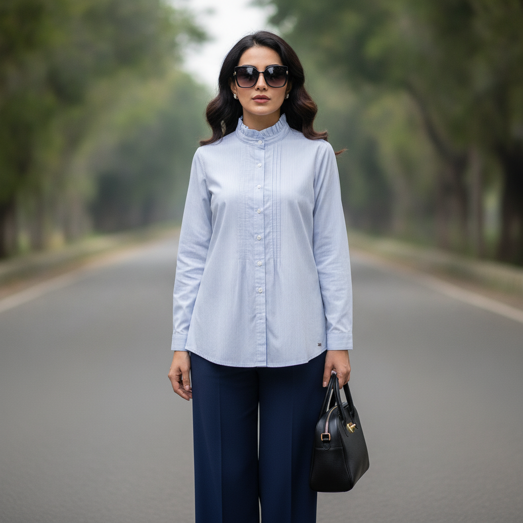 S'Oliver Light Blue Cotton Shirt for Women | Elegant Casual Button Shirt