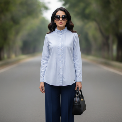 S'Oliver Light Blue Cotton Shirt for Women | Elegant Casual Button Shirt