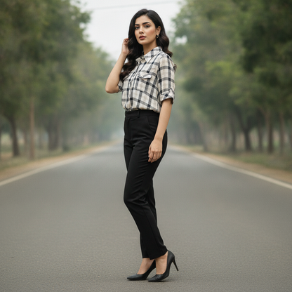 Yessica Checked Cotton Tunic Shirt for Women | Casual Plaid Long Shirt