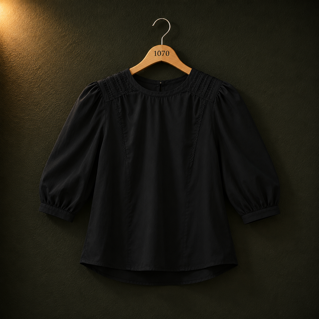 Bonnare Black Silk Puff Sleeve Top for Women | Elegant Party Wear Blouse
