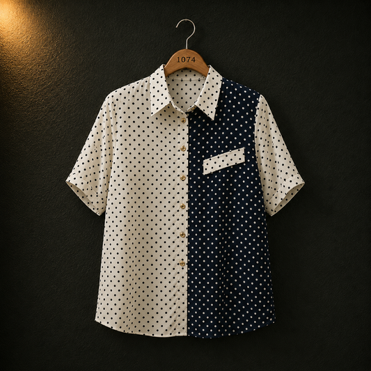 Bonnare Black & White Polka Dot Cotton Shirt for Women | Casual Button Down