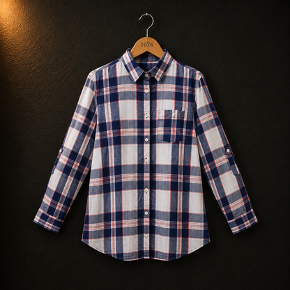Tommy Hilfiger Checked Cotton Shirt for Women | Classic Plaid Casual Shirt