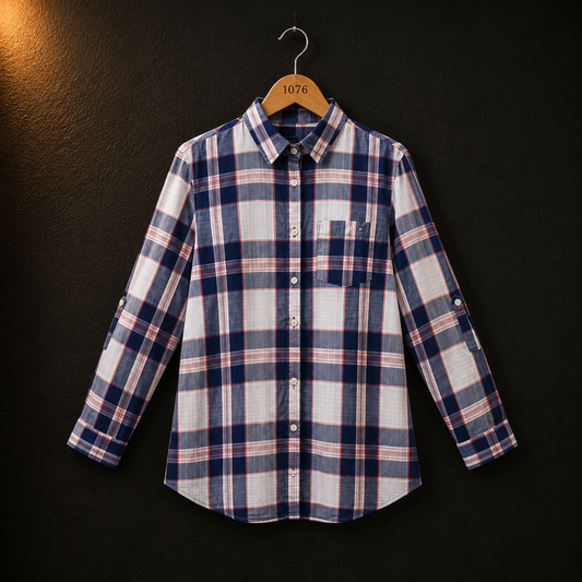 Tommy Hilfiger Checked Cotton Shirt for Women | Classic Plaid Casual Shirt