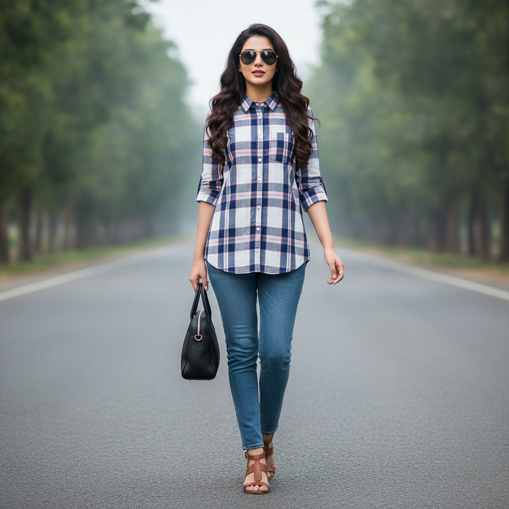 Tommy Hilfiger Checked Cotton Shirt for Women | Classic Plaid Casual Shirt