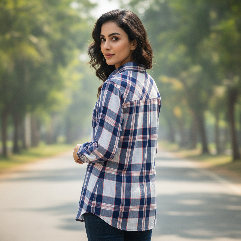 Tommy Hilfiger Checked Cotton Shirt for Women | Classic Plaid Casual Shirt