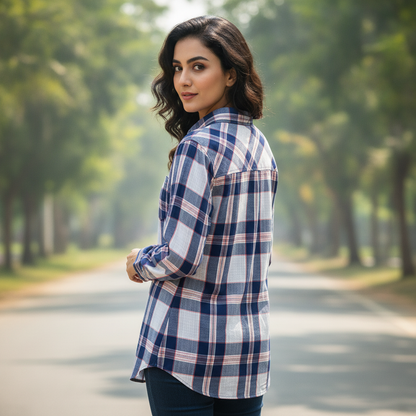 Tommy Hilfiger Checked Cotton Shirt for Women | Classic Plaid Casual Shirt