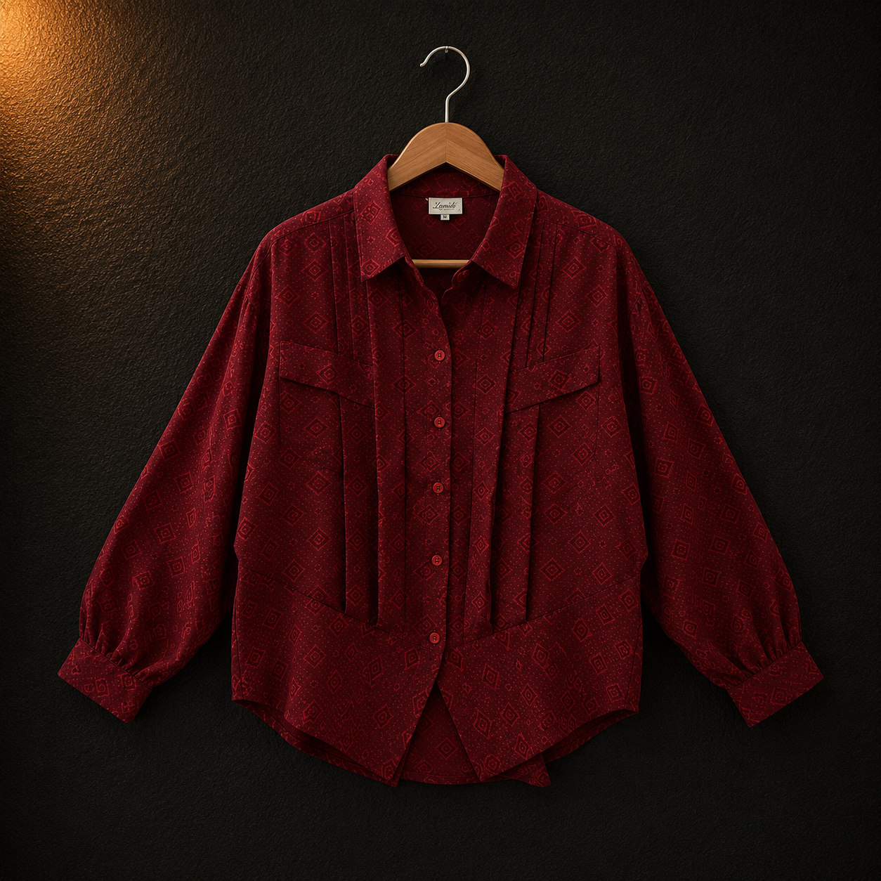 Dhia Maroon Printed Cotton Shirt for Women | Casual Button Front Blouse