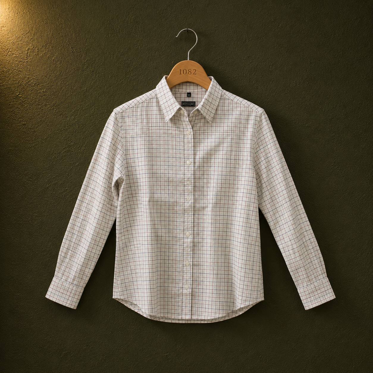 Bonnare White Checked Cotton Shirt for Women | Classic Button-Up Shirt