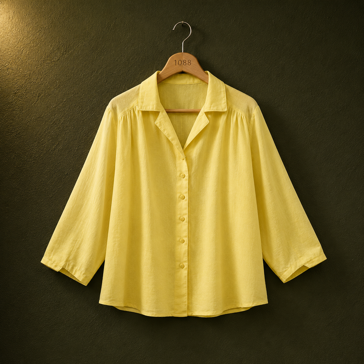Bonnare Yellow Cotton Blouse for Women | Relaxed Button Front Casual Top