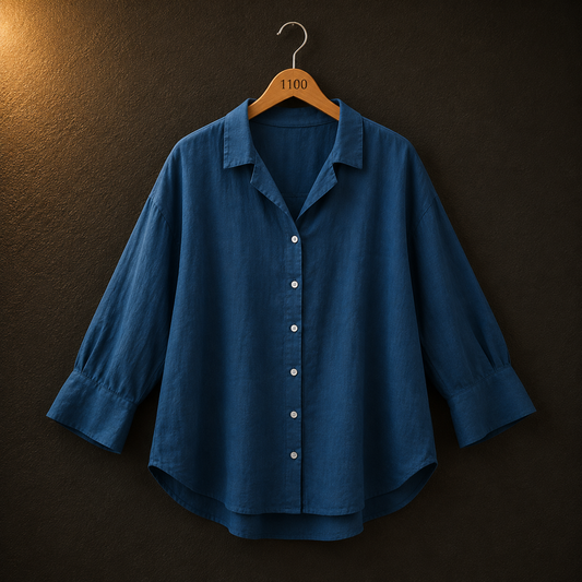 Tom Tailor Navy Cotton Shirt for Women | Relaxed Button-Up Casual Shirt