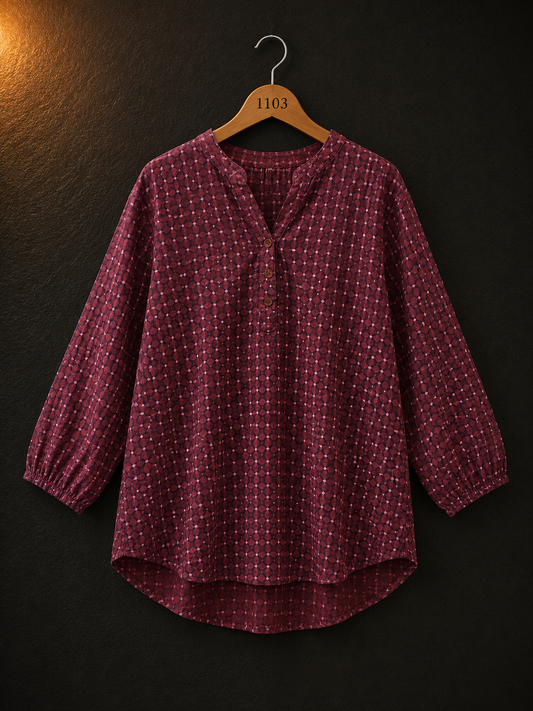 New Collection Maroon Printed Cotton Women's Top