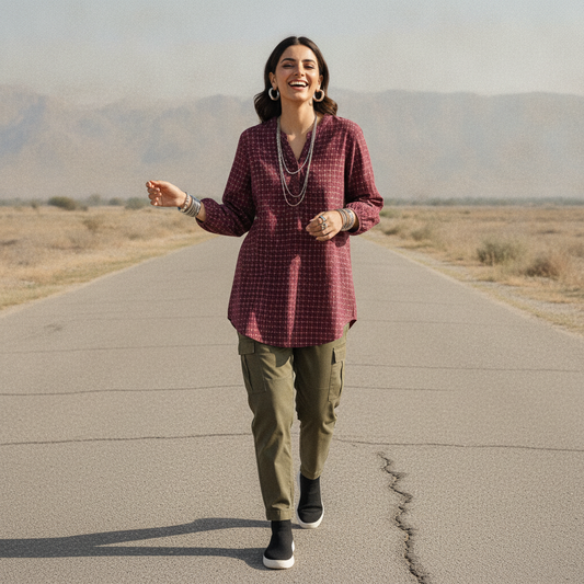 New Collection Maroon Printed Cotton Women's Top
