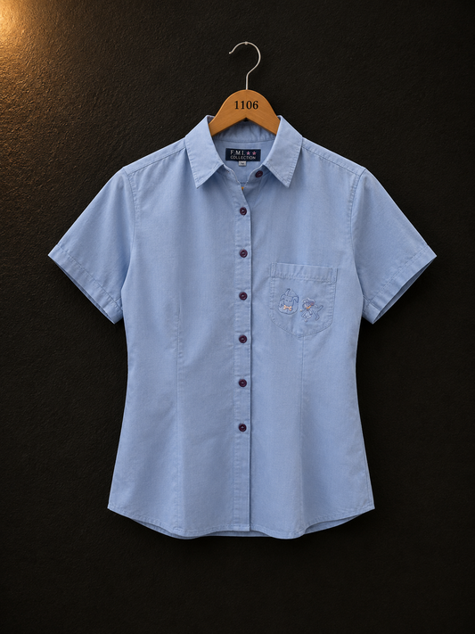 FMI Sky Blue Cotton Women's Shirt
