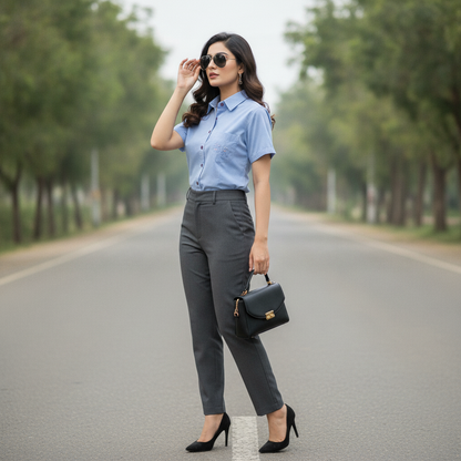 FMI Sky Blue Cotton Women's Shirt