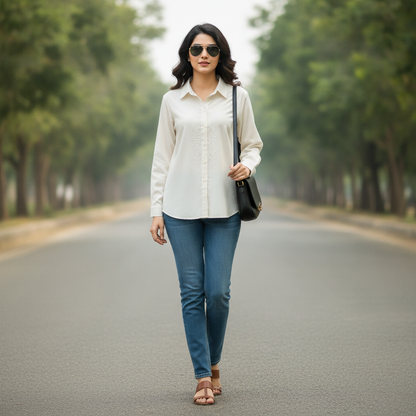 Annemrel Cream Viscose Women's Shirt