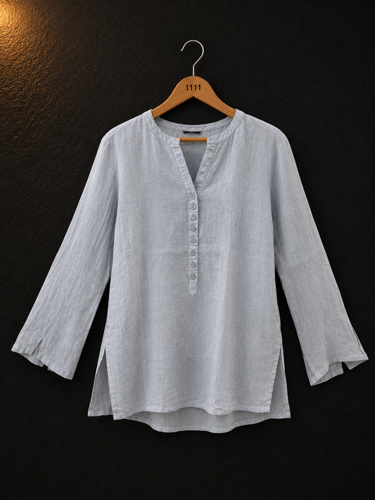 BONNARE Light Grey Cotton Women's Tunic Top