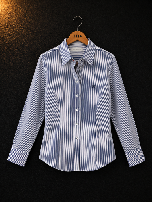 Legacy Blue & White Striped Cotton Women's Shirt