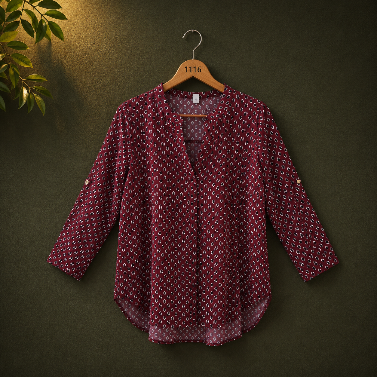 Italian Style Maroon Printed Viscose Women's Top