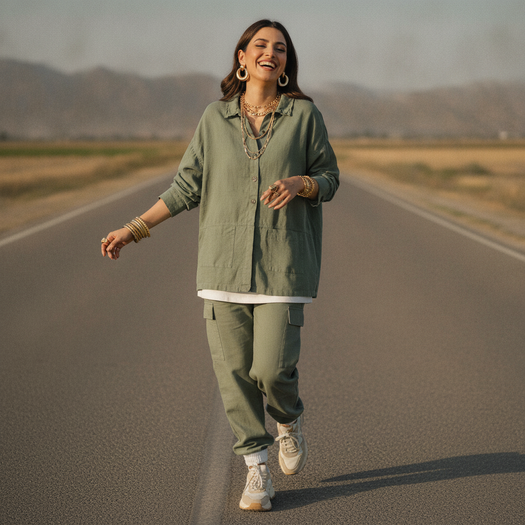Shirting Olive Green Cotton Women's Shirt