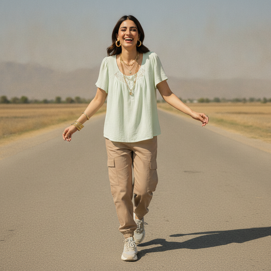 BONNARE Mint Green Viscose Women's Top
