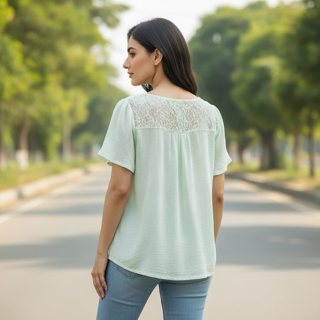 BONNARE Mint Green Viscose Women's Top