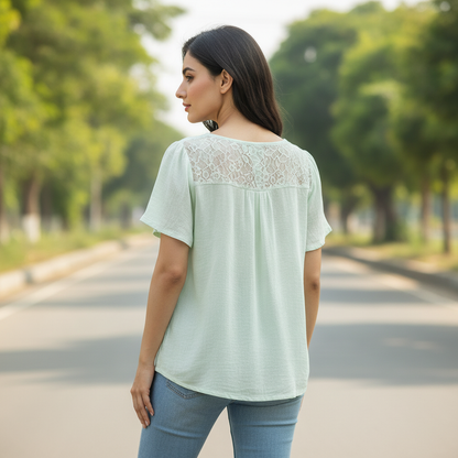 BONNARE Mint Green Viscose Women's Top