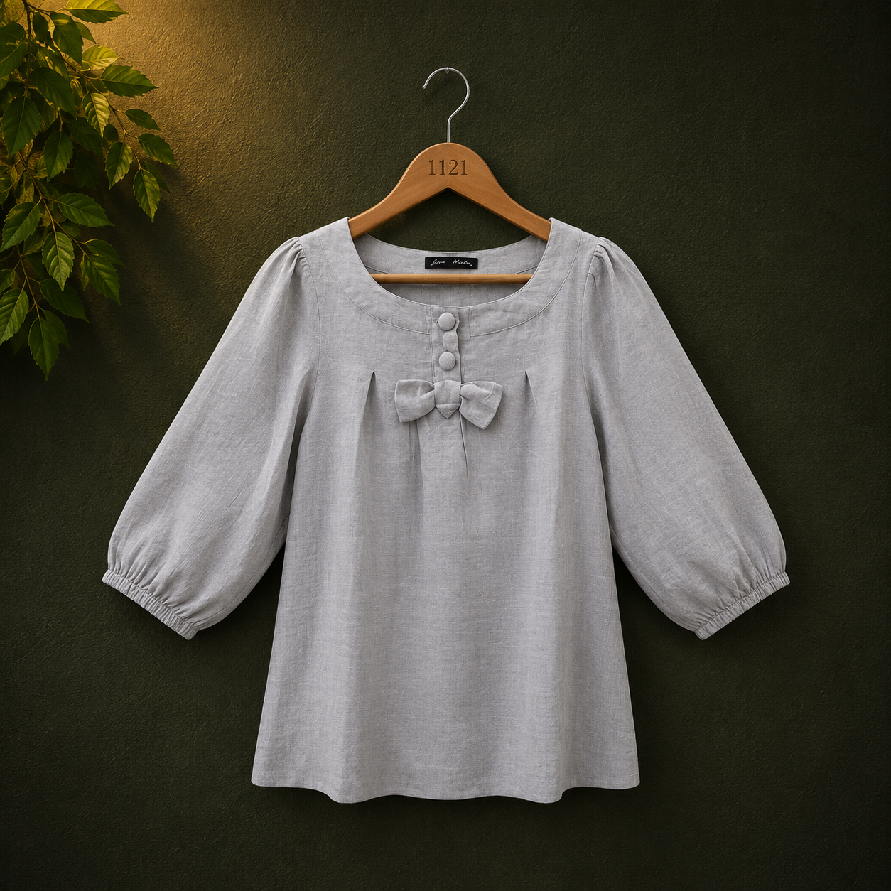 Avant Premier Light Grey Cotton Women's Top