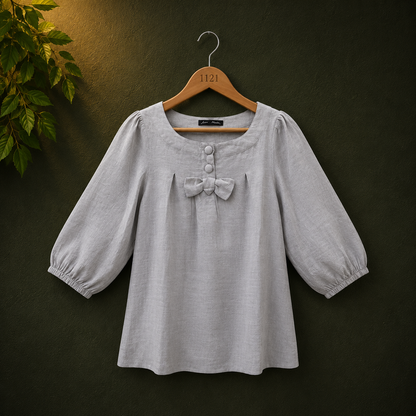 Avant Premier Light Grey Cotton Women's Top