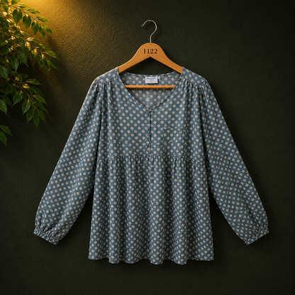 Kaffe Blue Floral Print Viscose Women's Top