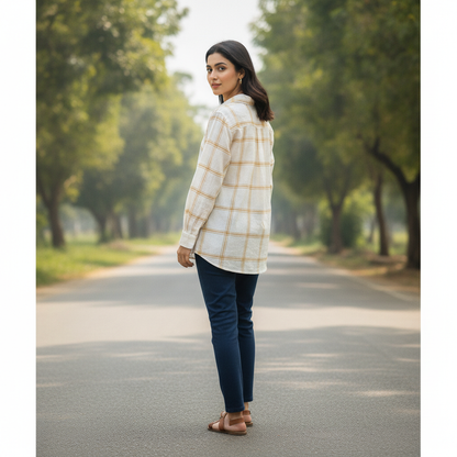 H&M White Checked Cotton Women's Shirt