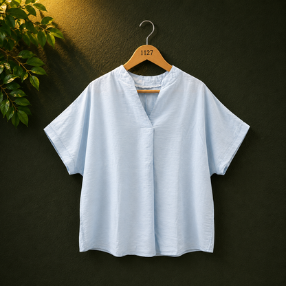 New Collection Light Blue Cotton Women's Top