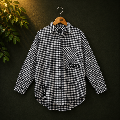 YFL Black & White Checked Cotton Women's Shirt