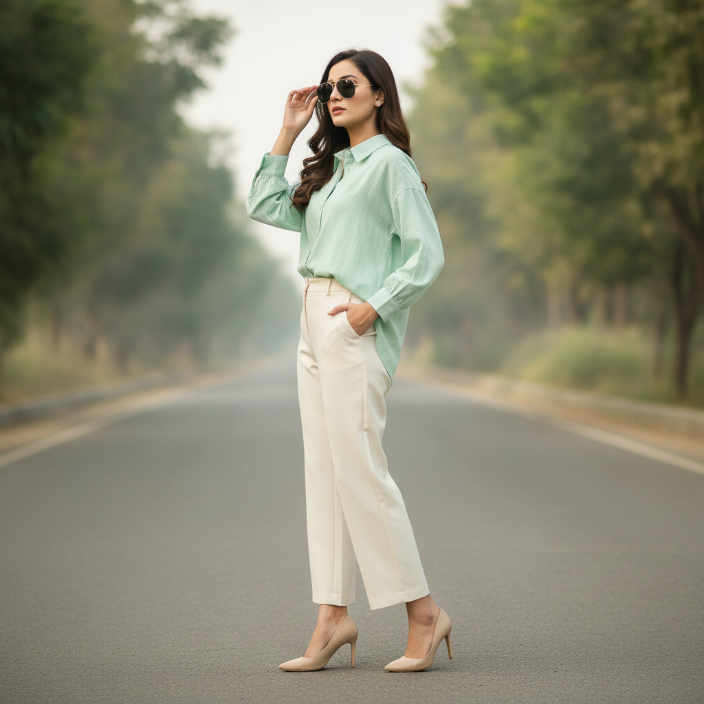 Primark Mint Green Cotton Women's Oversized Shirt
